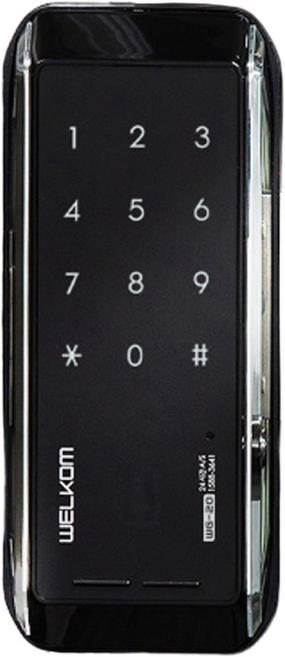 솔리티 웰콤 WG-10N 양문형(홀더포함) 번호키전용 강화유리문용 좌우수문인식(키패드자동전환) 상시문열림기능 차임벨기능 생활방수 상가 빌라 업소 현관문 디지털도어락 도어록