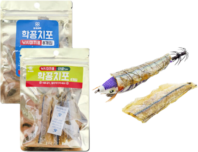 비블랙 학꽁치포 8개입 야광 UV 낚시 미끼 삼봉에기 꽁치포 생미끼