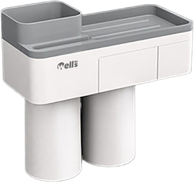 웰스 칫솔걸이 자석 양치컵세트, 2구, 웰스양치컵