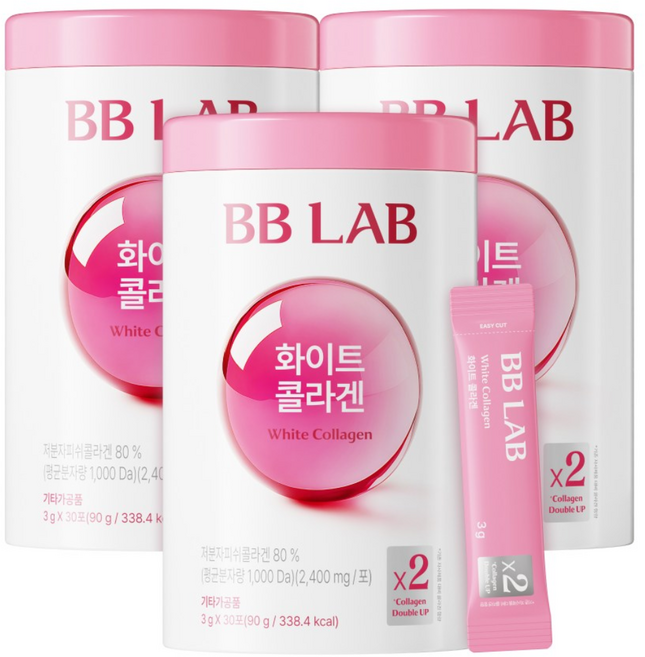 [본사정품] 뉴트리원 비비랩 화이트 콜라겐 pdrn 프리미엄 고함량 콜라겐, 3개, 30회분