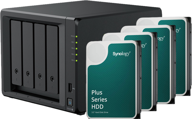 시놀로지 나스 DS425+ NAS 4베이 64TB (HAT3310-16TBx4) 정품하드포함 레이드구성 무료지원
