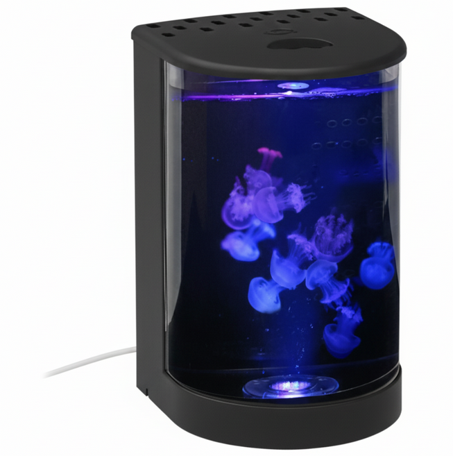똑똑펫 스마트케어 해파리키우기 아쿠아리움 조명 무드등 미니 어항 해파리 패키지 LED 물멍, 1개, 블랙
