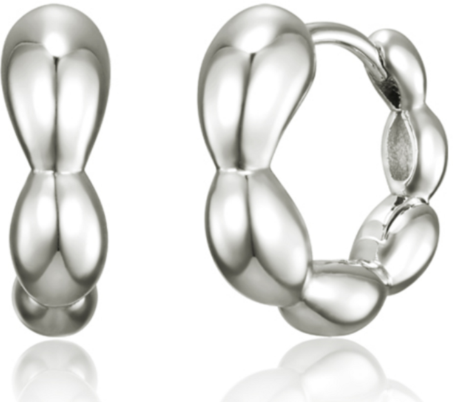 [가이거] 14K GOLD PLATED 볼륨 웨이브 원터치 실버 링 귀걸이 GISVEE160