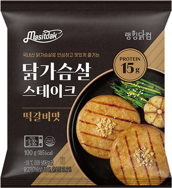 [랭킹닭컴] 맛있닭 닭가슴살 스테이크 떡갈비맛, 30개, 100g