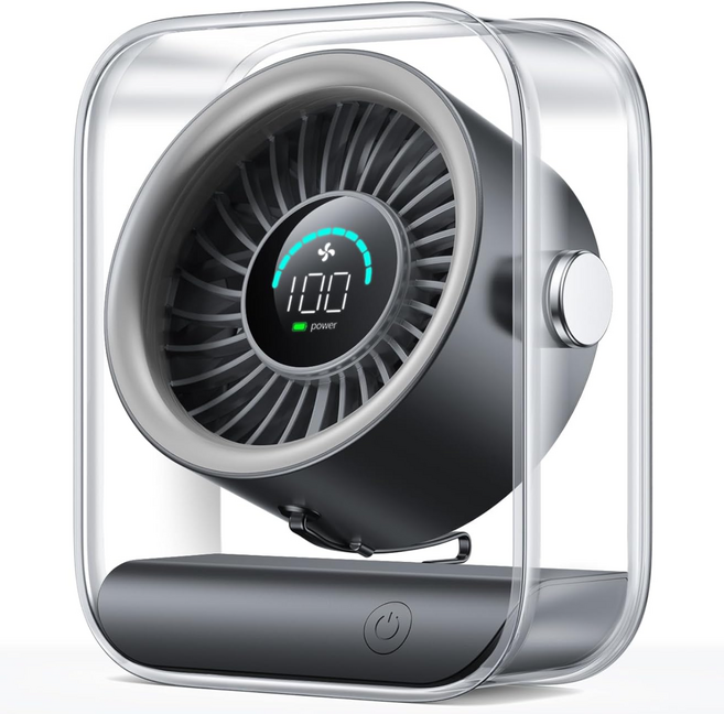 쿠멍 미니 탁상용 선풍기 100단 풍속 조절 LED표시 휴대용 무선, 블랙, ZH28