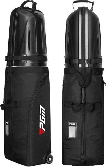 PGM 골프 항공커버 골프백 하드쉘 접이식 트래블 보호 커버 방수 바퀴형 골프 여행용 가방 남녀공용, 검은색
