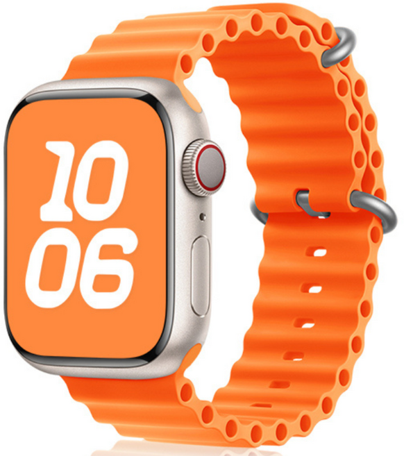 Fegwilde 애플워치 호환 워터 실리콘 스트랩 오션밴드 울트라 1/2/3 49/46/45/44/42/41/40/38mm 11 10 9 8 7 6 5 3 SE1/2/3 밴드, 주황색, 1개