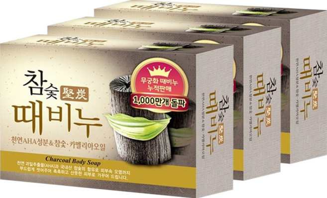 무궁화 참숯 때비누, 90g, 3개입