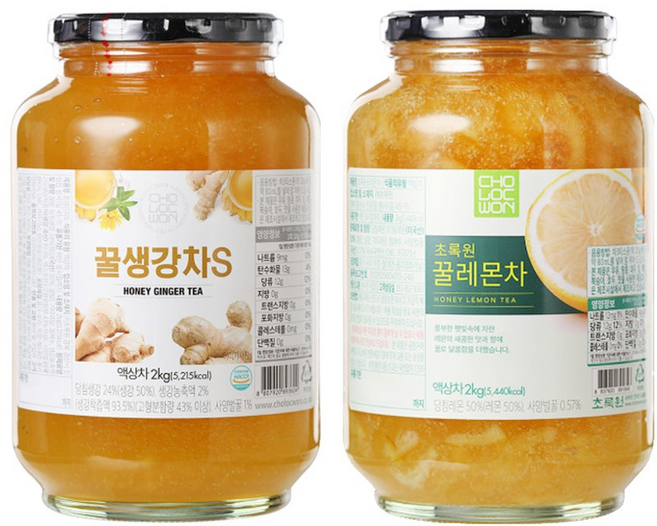 초록원 꿀생강차S 2kg +꿀레몬차 2kg (대용량), 1개입