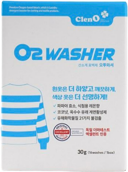 오투와셔 옷 얼룩 찌든때 제거 산소계표백제 분말형, 16개, 30g