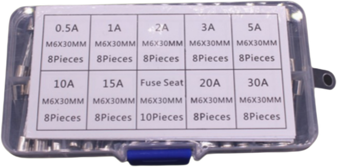 (제이케이) 유리관휴즈 퓨즈 10종 유리관 6*30mm 72pcs 자동차 CAR FUSES, 1개