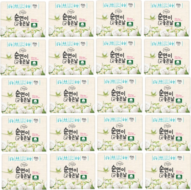 네오시스 순면이좋은날 대형 생리대 날개형, 중형, 12개입, 20개