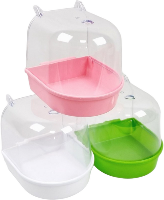 애니몰파크 튼튼 외부 튐방지 모이통 목욕통 앵무새 먹이통 새용품 앵무새 용품, 1개