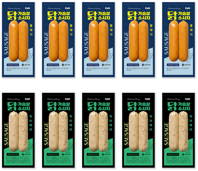 햇살닭 닭가슴살 소시지 2종 혼합, 100g, 10개
