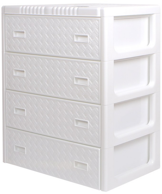 빅사이즈 그랜드 라탄 플라스틱 서랍장 4단, 화이트, 1개