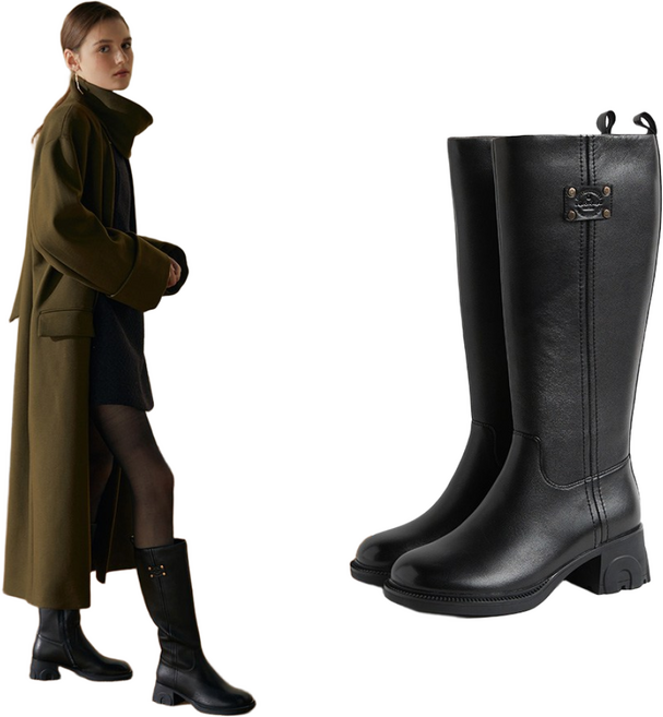 따뜻한 여성용 컴포트 양가죽 기모 롱부츠 5.5cm