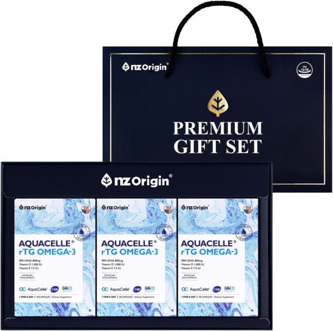 [선물세트] 엔젯오리진 아쿠아셀 알티지 오메가3 X 3통, 90정, 1개