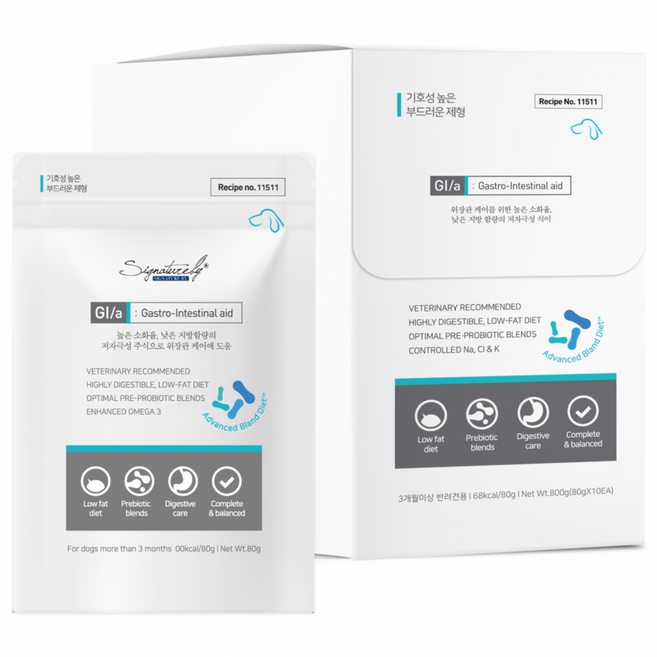 시그니처바이 반려견 지아이에이 처방식 파우치, 소화기능/췌장/위개선, 800g, 1개