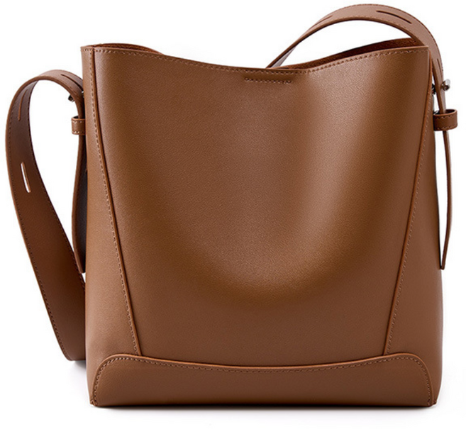레아르 여성용 프리미엄 천연 소가죽 메신저 버킷백 대용량 토트 숄더백