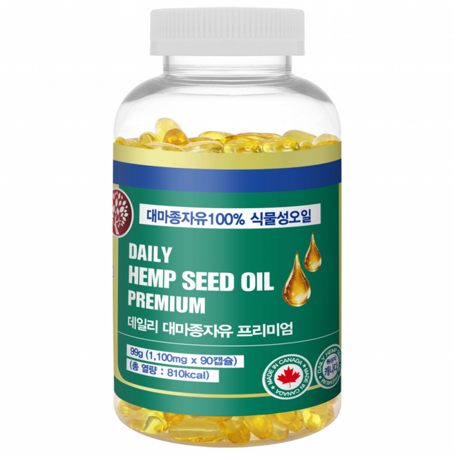 캐나다 직수입 내츄럴365 데일리 대마종자유 프리미엄 냉압착 1100mg (3개월분), 1개, 90정