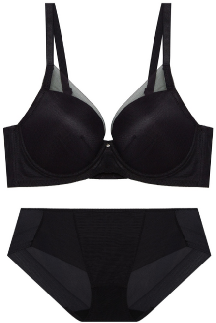 에블린[노와이어세트] MbyE_로맨티크_메쉬 노와이어 브라+헴팬티 EBBRFA345H 355H 색택1