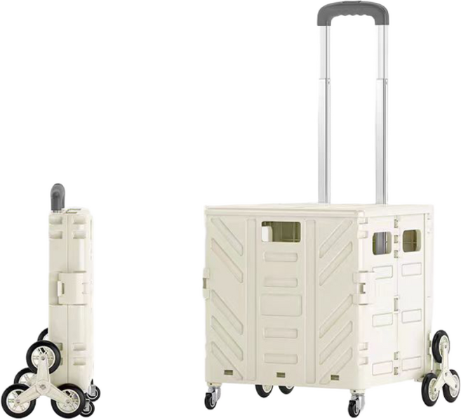 HAM 다용도 특대용량 접이식 카트 4바퀴/8바퀴 쇼핑 핸드카트 폴딩카트 덮게포함, 1개, 화이트 8바퀴  50L