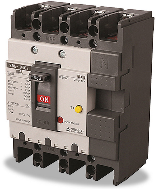 산업용 누전차단기 SBE-104Ca 60A 삼상 4선식, 1세트