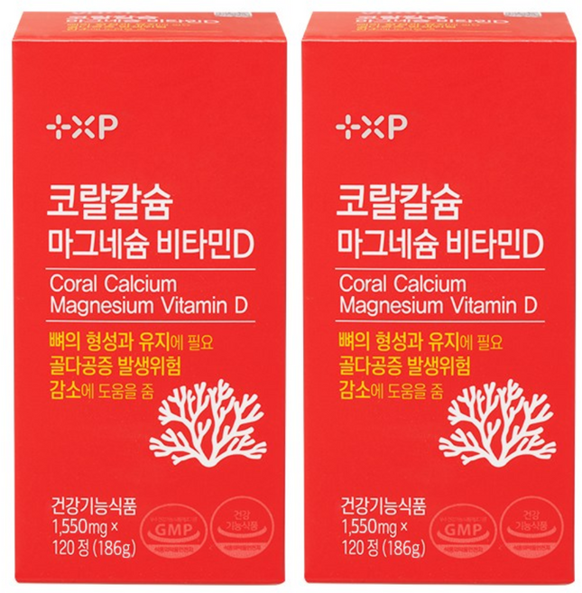 약사애 코랄칼슘 마그네슘 비타민 D 칼마디 산호 칼슘 복합 영양제 플러스엑스팜, 120정, 2개