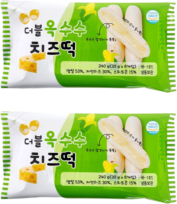 자연치즈 구워먹는 치즈떡 4종, 2개, 240g, 더블 옥수수치즈떡