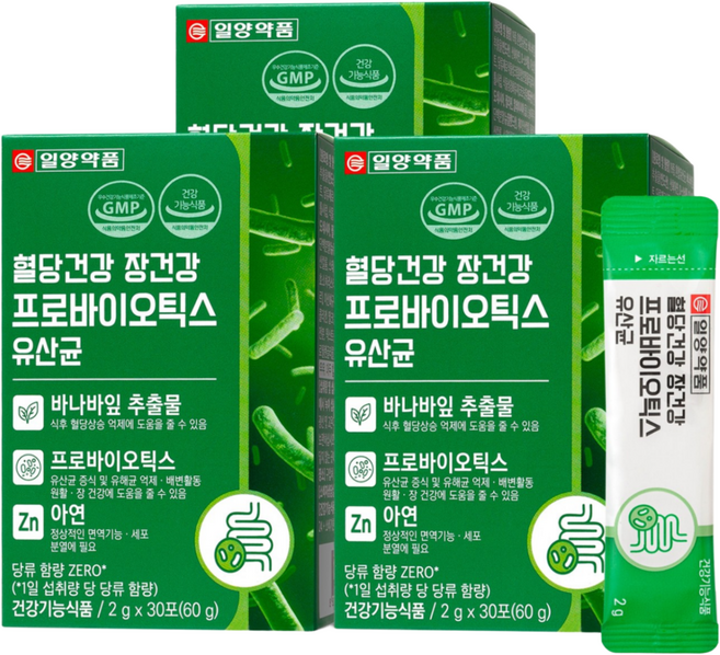 일양약품 혈당건강 장건강 프로바이오틱스 유산균, 3개, 60g
