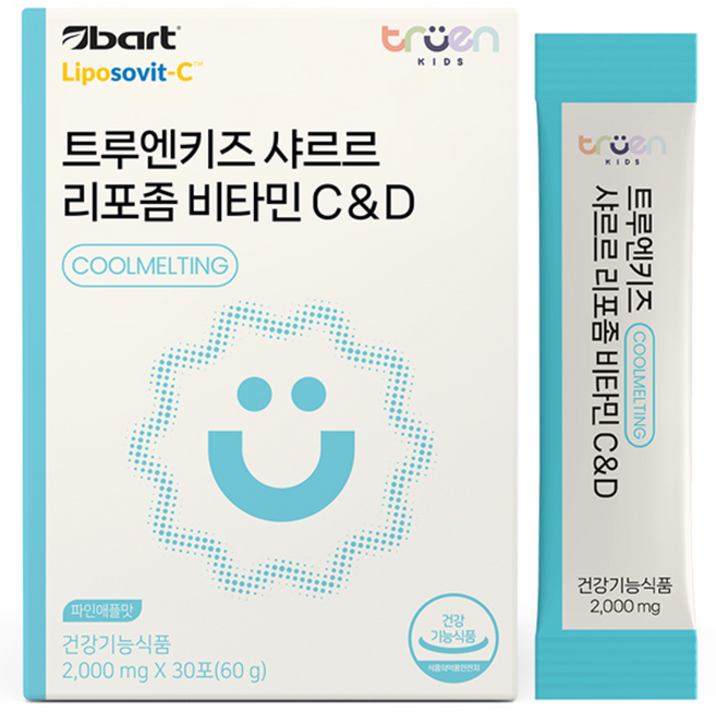 트루엔키즈 샤르르 리포좀 비타민 C&D 파인애플맛, 1박스, 60g