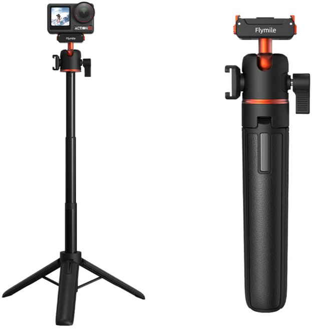 Flymile DJI 오스모 액션 4/5 Pro 전용 마그네틱 퀵릴리즈 삼각대 360도 볼헤드+콜드슈 확장, 1개, tripod