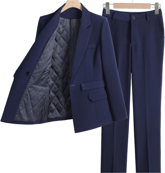 COSYEVNO 여성 겨울 면 정장 세트 도톰한 오피스룩 직장인 코트+바지 투피스