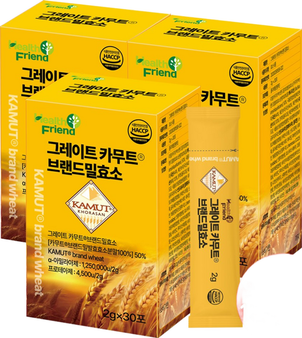 헬스프랜드 125만 역가수치 카무트 브랜드밀 효소, 60g, 3개