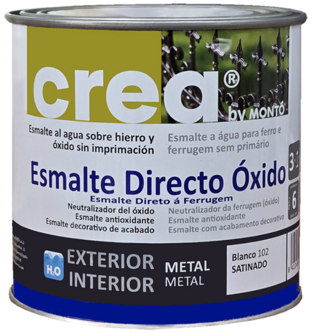 Monto 다이렉트 옥시도 녹위 도장가능 녹방지 방청겸용 철재용 수성 페인트 백색 500ml, 1개