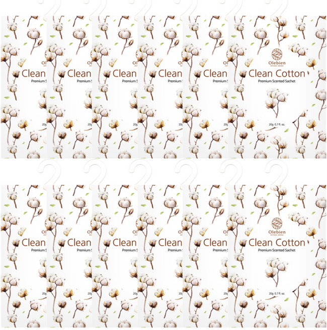 올레비엔 센티드 사쉐 방향제 본품, 20g, 12개, 클린코튼