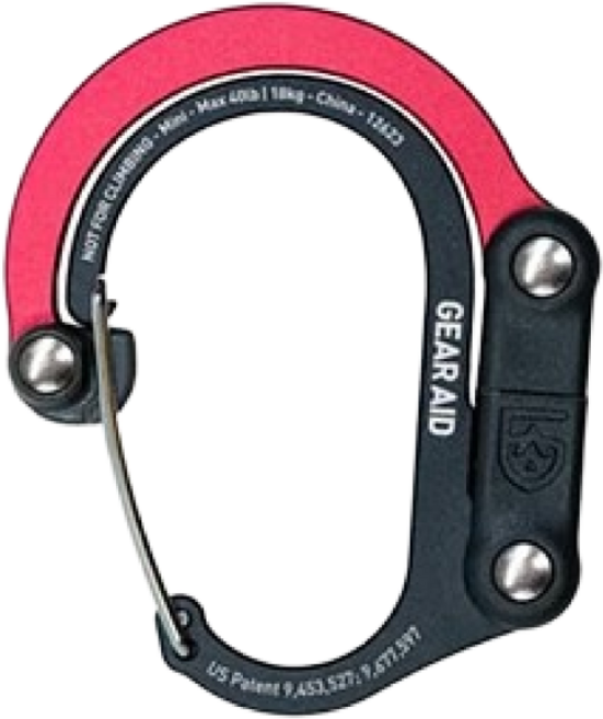 GEARAID 히어로클립 미니/스몰 블랙앤블루 기어클립 카라비너 다용도클립, 01:히어로클립미니-블랙앤레드, 1개