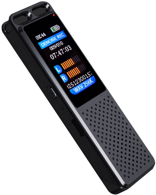 5일연속 장시간 녹음기 대화면 스피커 고음질 고성능 전문가용 보이스레코더 KVR-75, 블랙