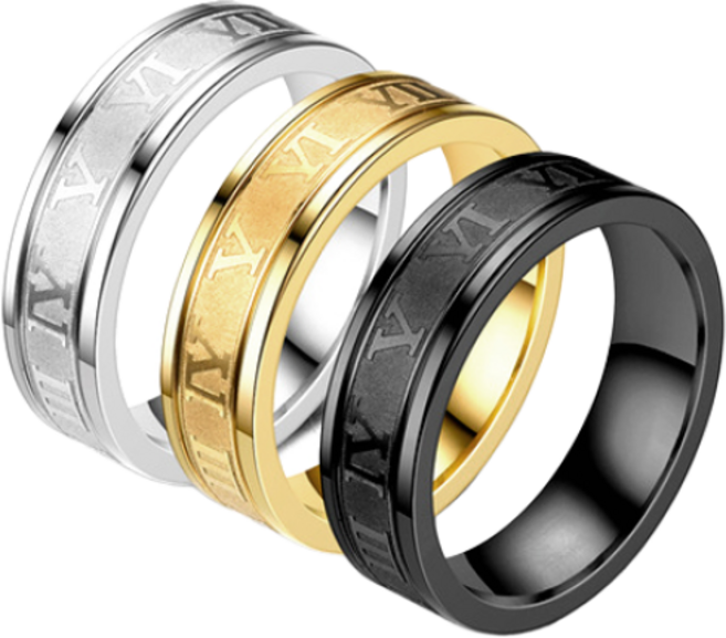 볼던 MR1175 써지컬 스틸 아라비아 로마 숫자 남자 여자 패션 반지 링