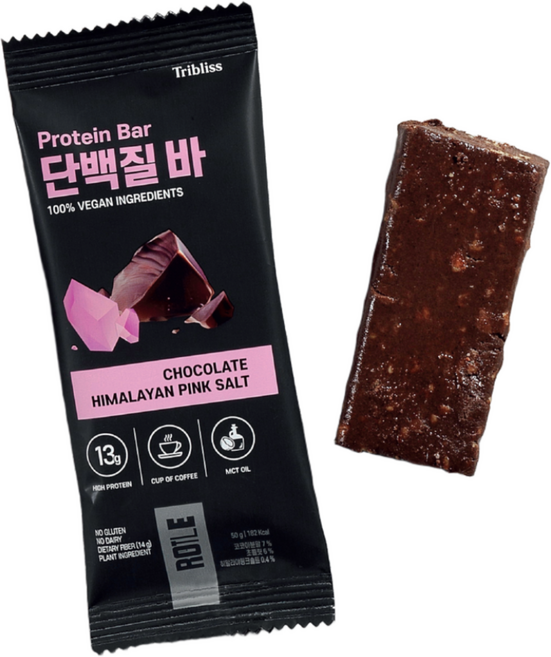비건 로틀 단백질바 초콜릿 히말라야 핑크 솔트 (낱개), 50g, 8개
