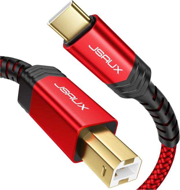 JSAUX USB C타입 to B 2.0 연결 프린터 케이블 레드, 1개, 3m