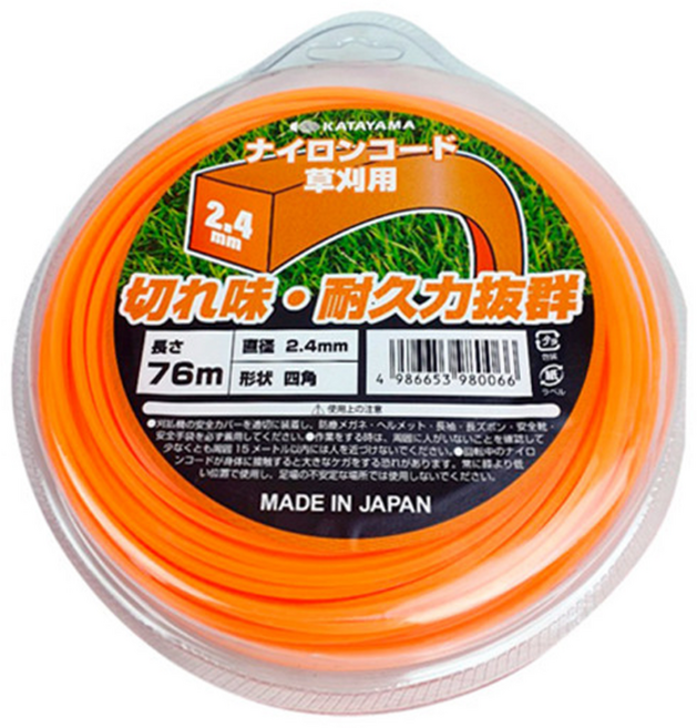 카타야마 예초기날 나일론 줄 나일론커터 예초기끈 76Mx2.4mm (일본산), 1개