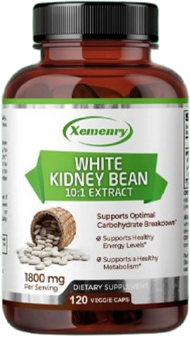 흰 강낭콩 1800mg - 지방 및 탄수화물 차단제 식욕 억제제 체중 감량, 2개, 60정