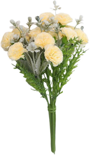 바시유 카네이션 조화 미니 꽃다발 한송이 기념일 선물, 1개, 옐로우