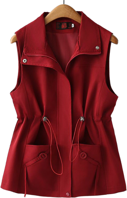 봄 가을 여성 캐주얼 베스트 조끼 아우터 빅사이즈 미디세미 민소매 집업 자켓 반코트 간절기