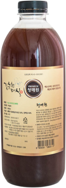김승희매실가 100%씨를 제거한 프리미엄 매실원액, 1개, 1L