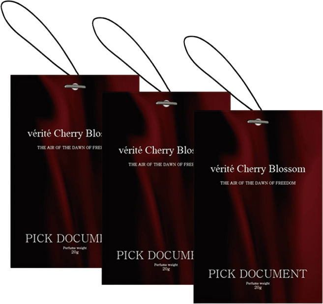 [ 1+1+1 ] 픽도큐먼트 퍼퓸 에어 샤쉐 차량용 방향제 3p 1세트, 베리테 체리 블라썸