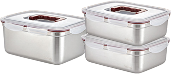 [수Lock] 수락 원핸들 직사각 2호+3호 스테인리스 밀폐용기 김치통 2.8L+2.8L+7L (세트), 1개