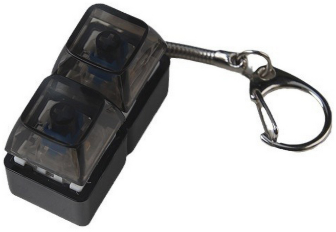 LED 키캡 키링 열쇠고리 RGB 청축 딸깍이 스위치 가방 차키 키링, 1개, 블랙 2구