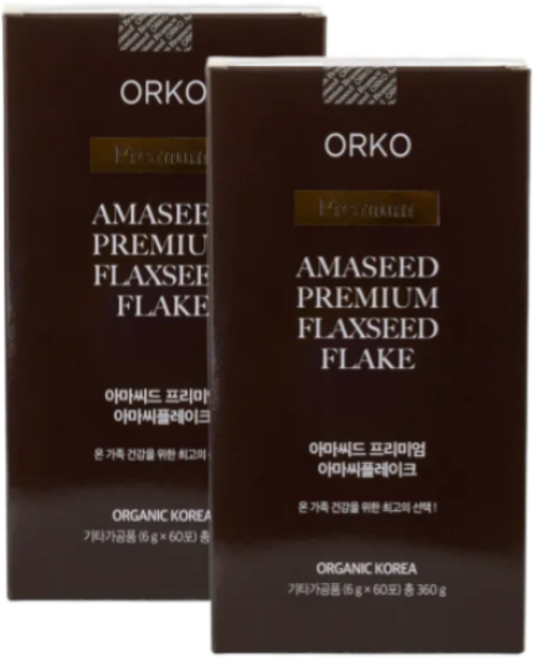 2세트 아마씨 플래이크 360g (6g x 60개입) 온가족을 위한 식물성오메가3 17% 식이섬유 36% 듬뿍 함유, 2개
